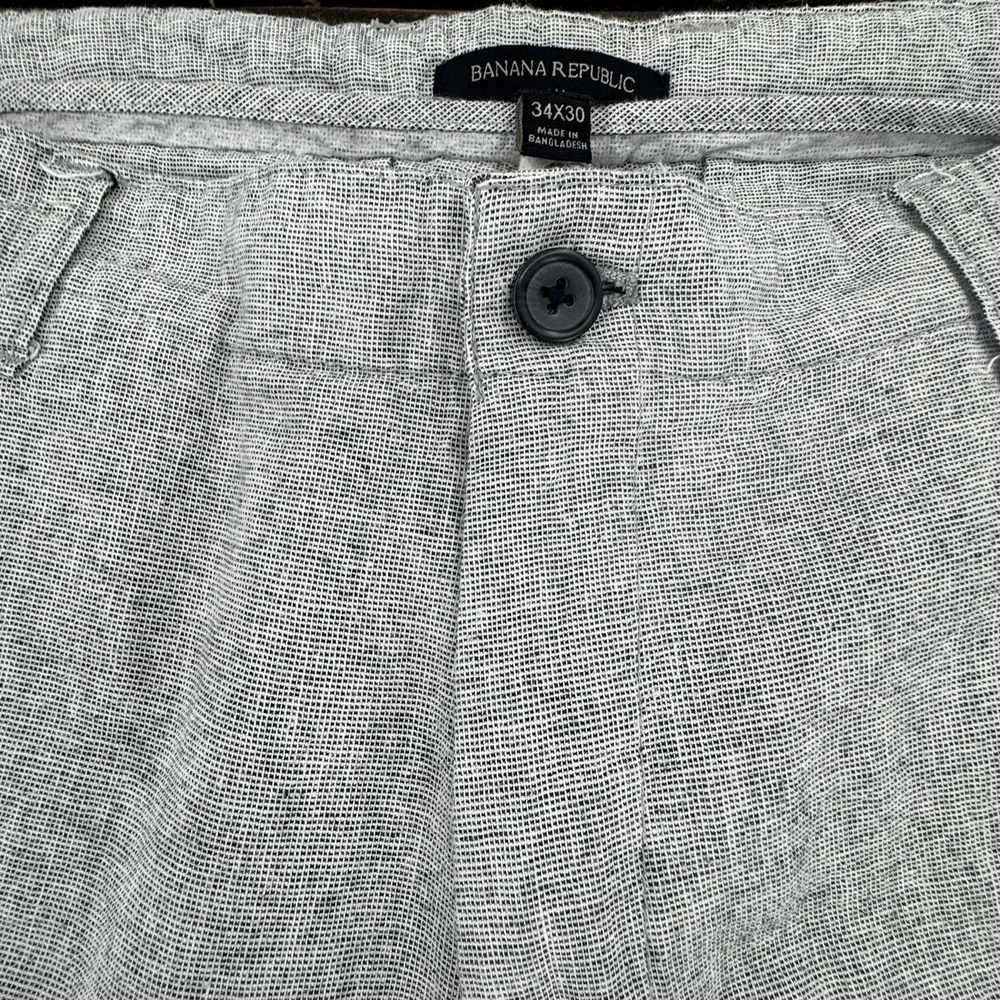 Banana Republic Pants Men's 35 X 30 Heather Gray Linen Casual Beach Preppy